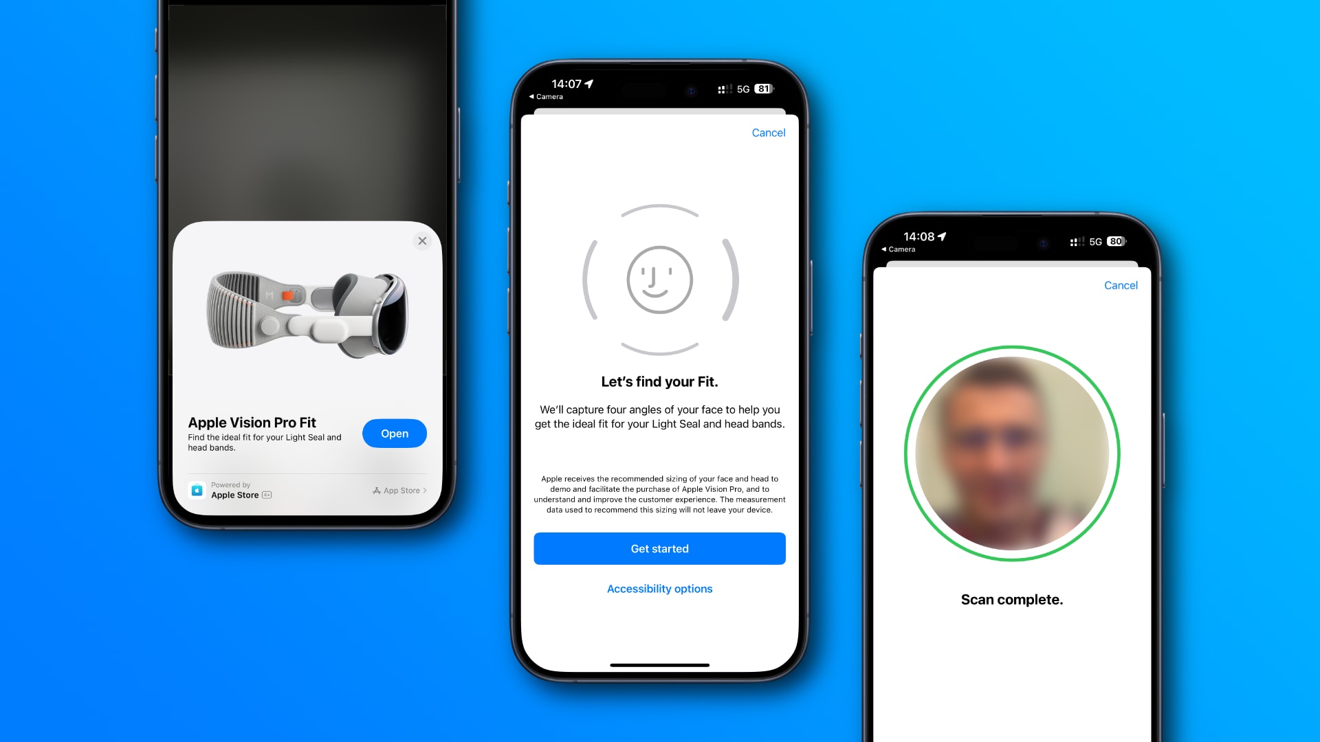 Head scanning in the iPhone's Apple Store app when buying Vision Pro