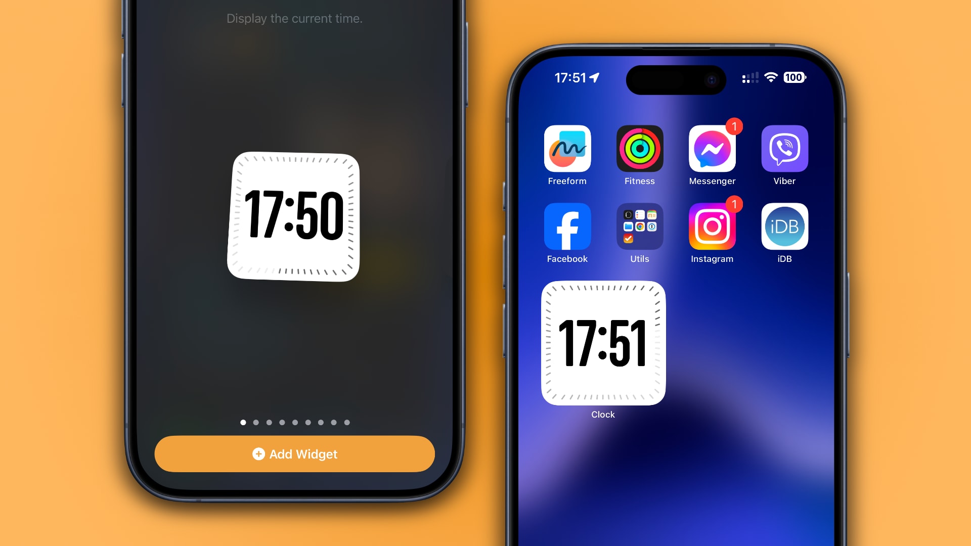 The Digital Clock widget on the iPhone's Home Screen