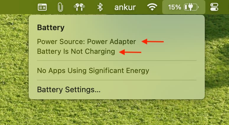 MacBook Battery Is Not Charging even when power adapter is connected