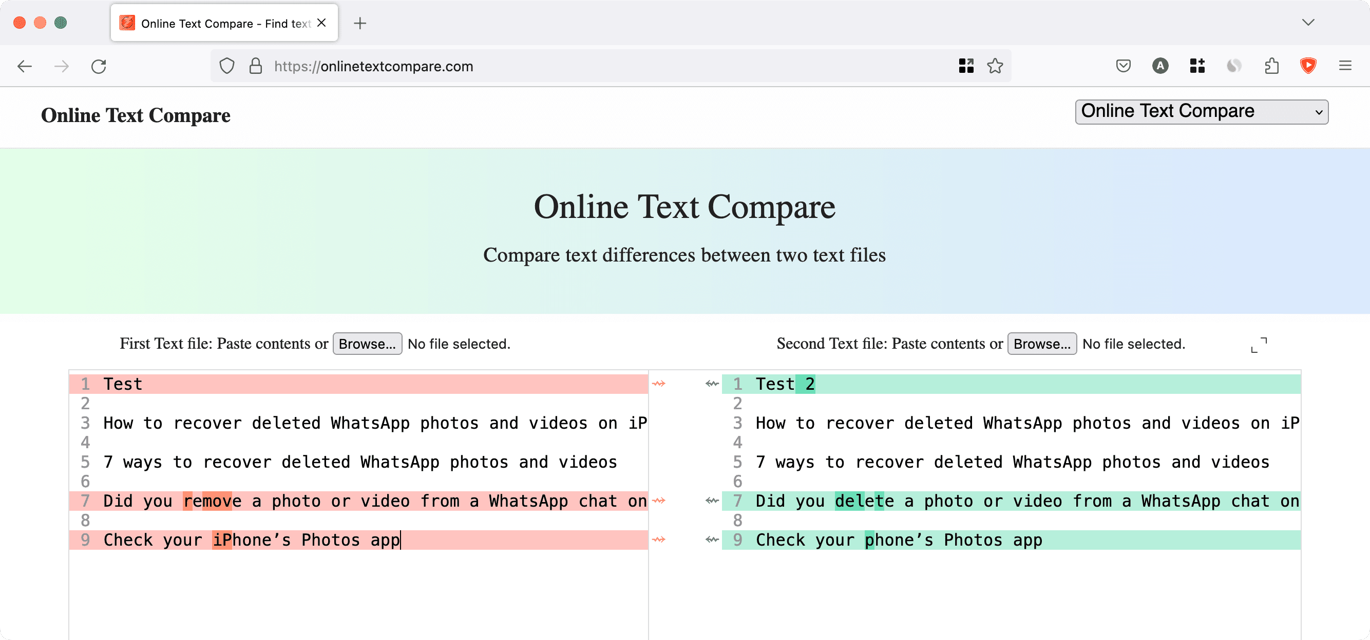 Online Text Compare