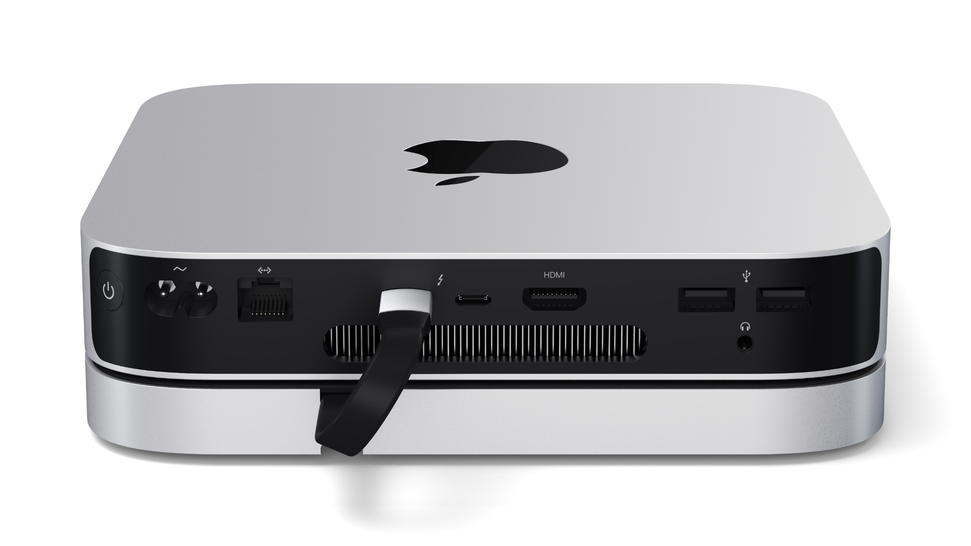 Mac mini sitting on top of Satechi's Stand & Hub