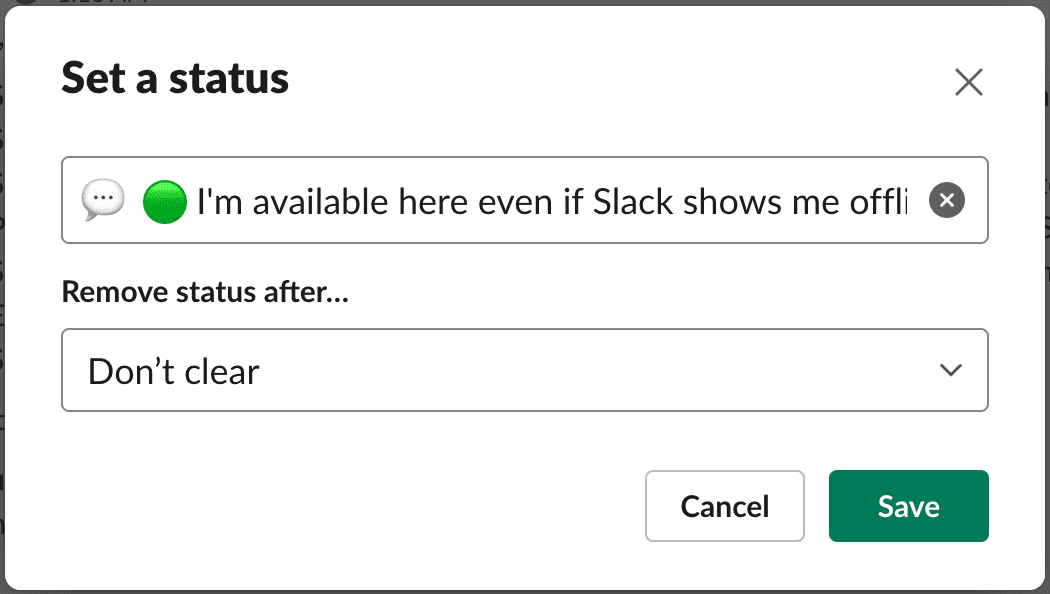 Set a custom Slack status