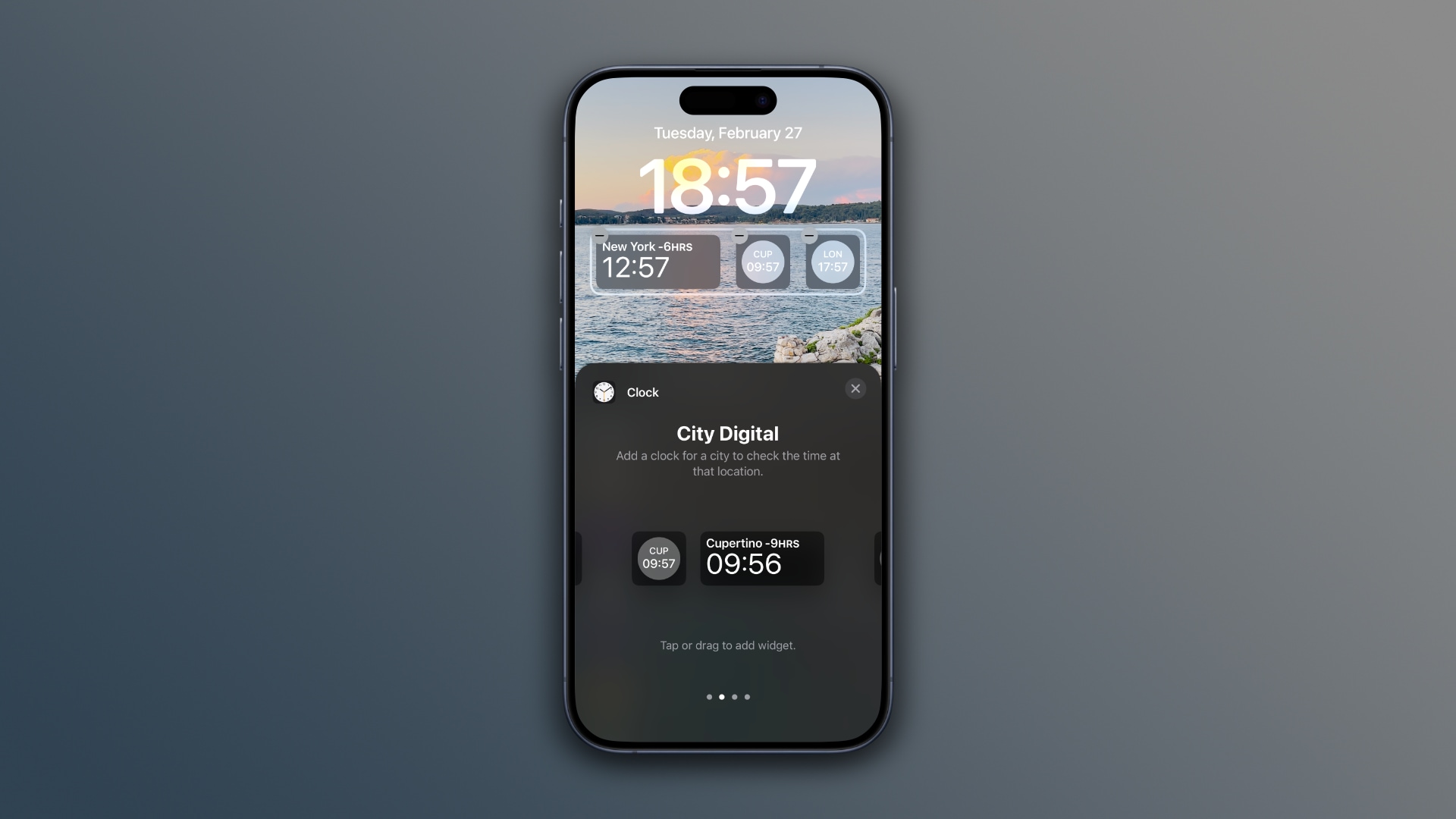 City Digital widget in the widget gallery on the iPhone's Lock Screen