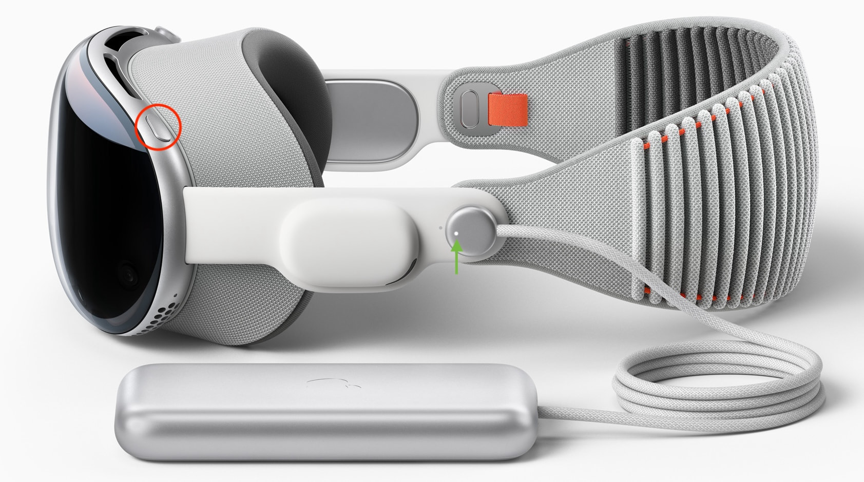 Press and hold the top button to turn on Apple Vision Pro