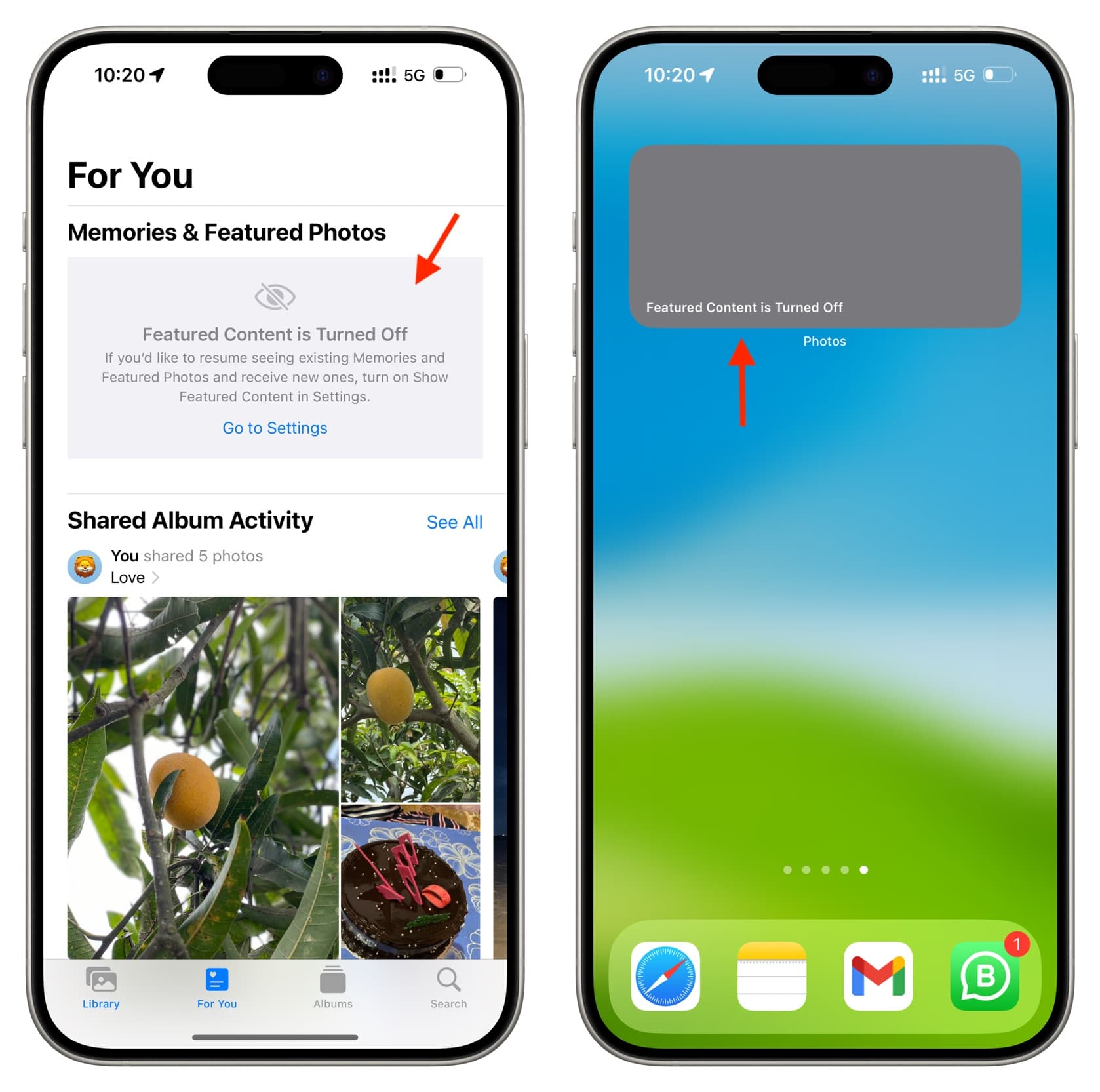 Featured Content is Turned Off message on iPhone