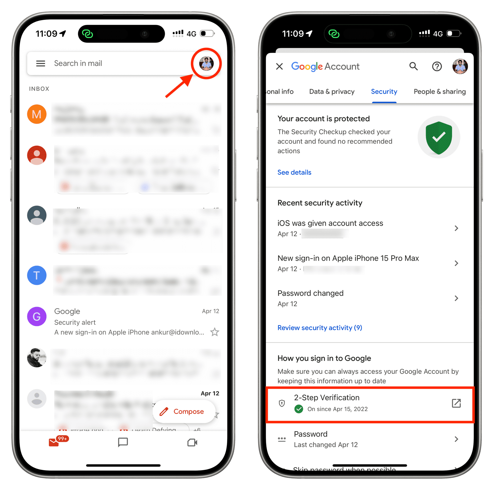 2-Step Verification in Google account settings