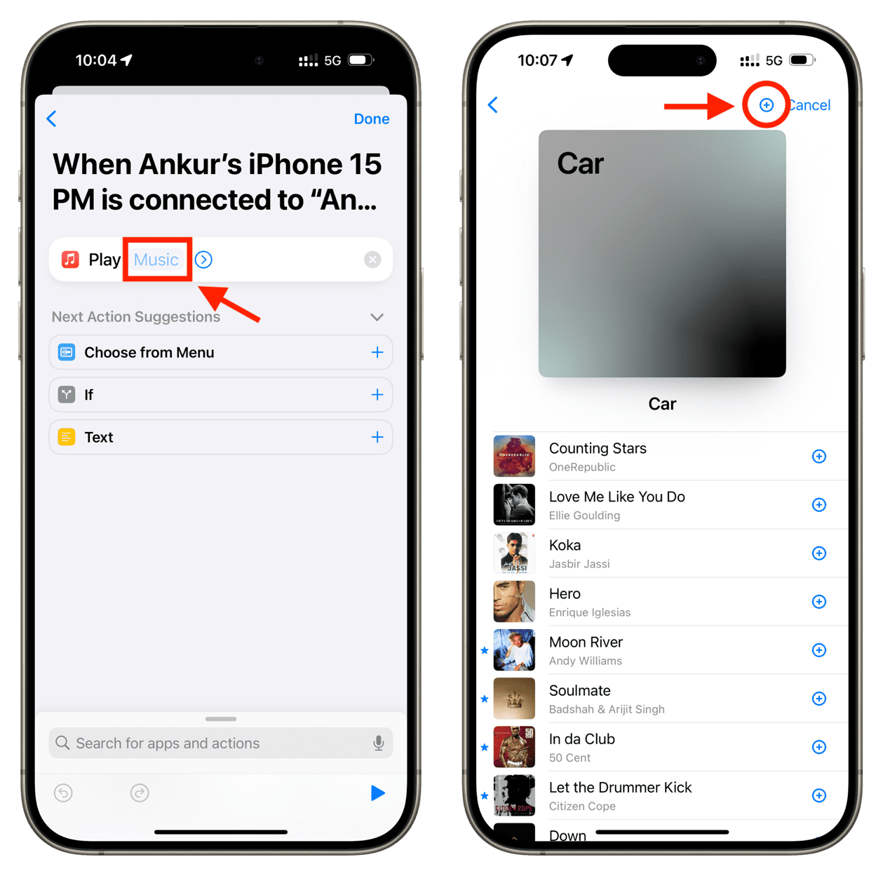 Add car playlist to your automation