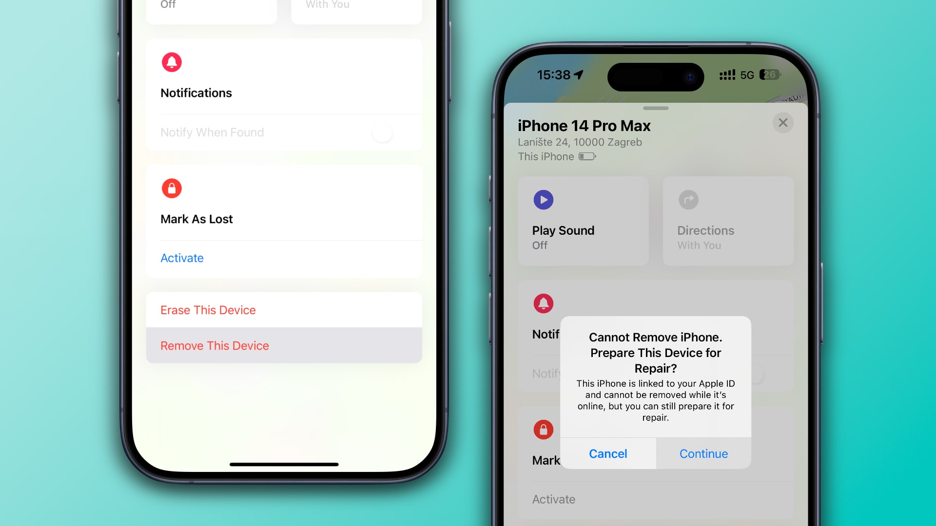 iPhone displaying a confirmation prompt to enter the repair state