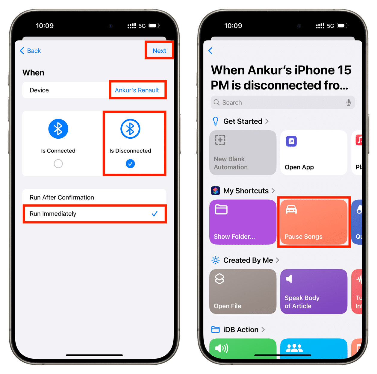 Create automation to Pause Songs in your car