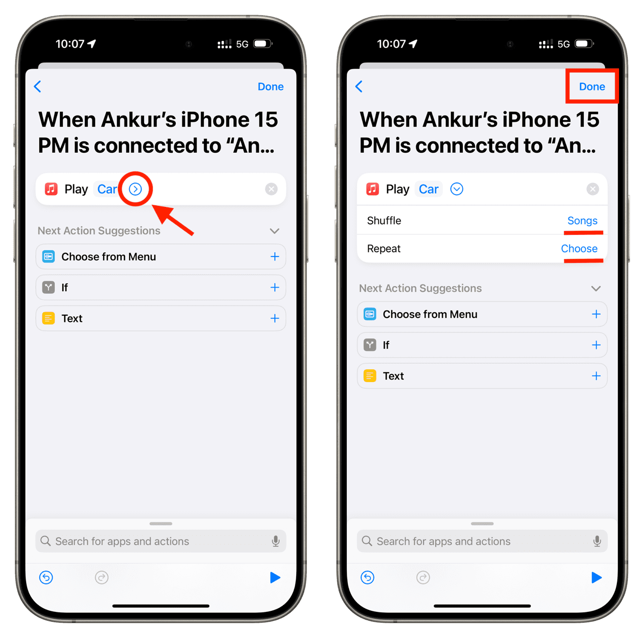 Finish building your automation to auto play iPhone music in your car
