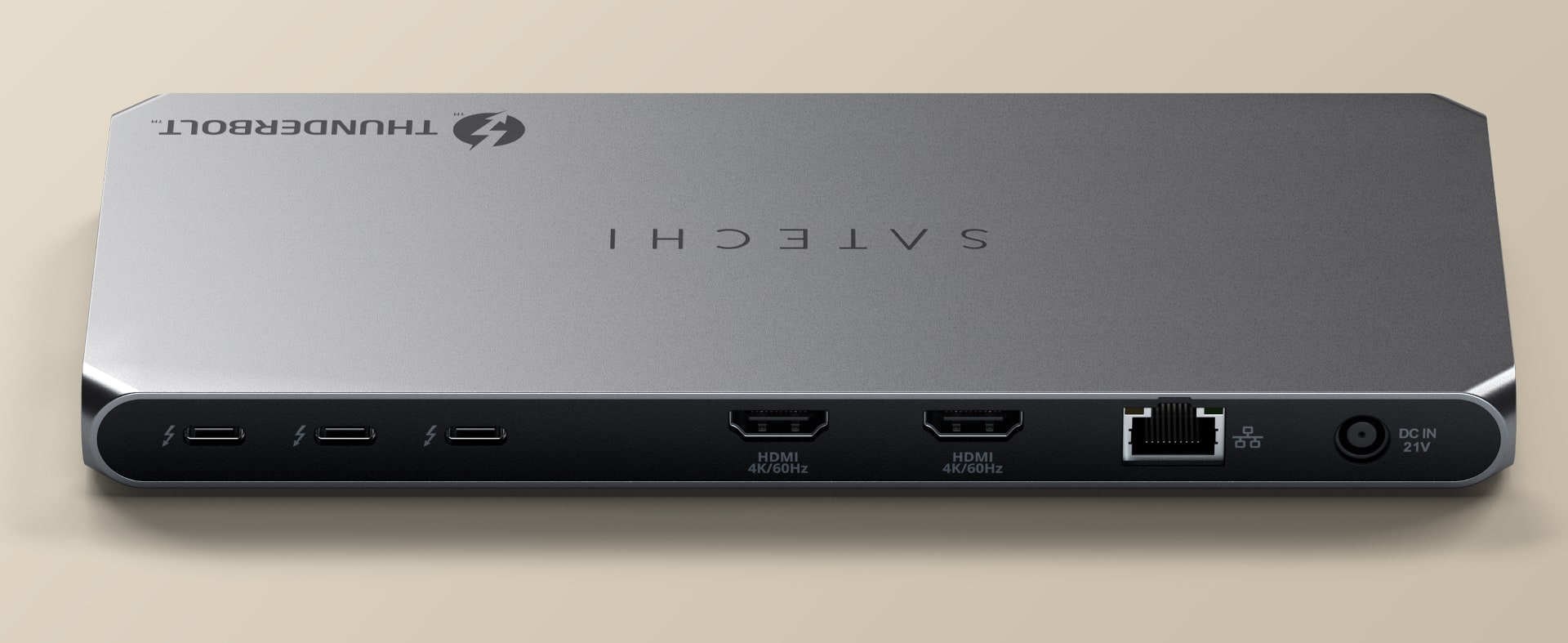 The rear ports on Satechi's Multi-Displays Thunderbolt Docking Station