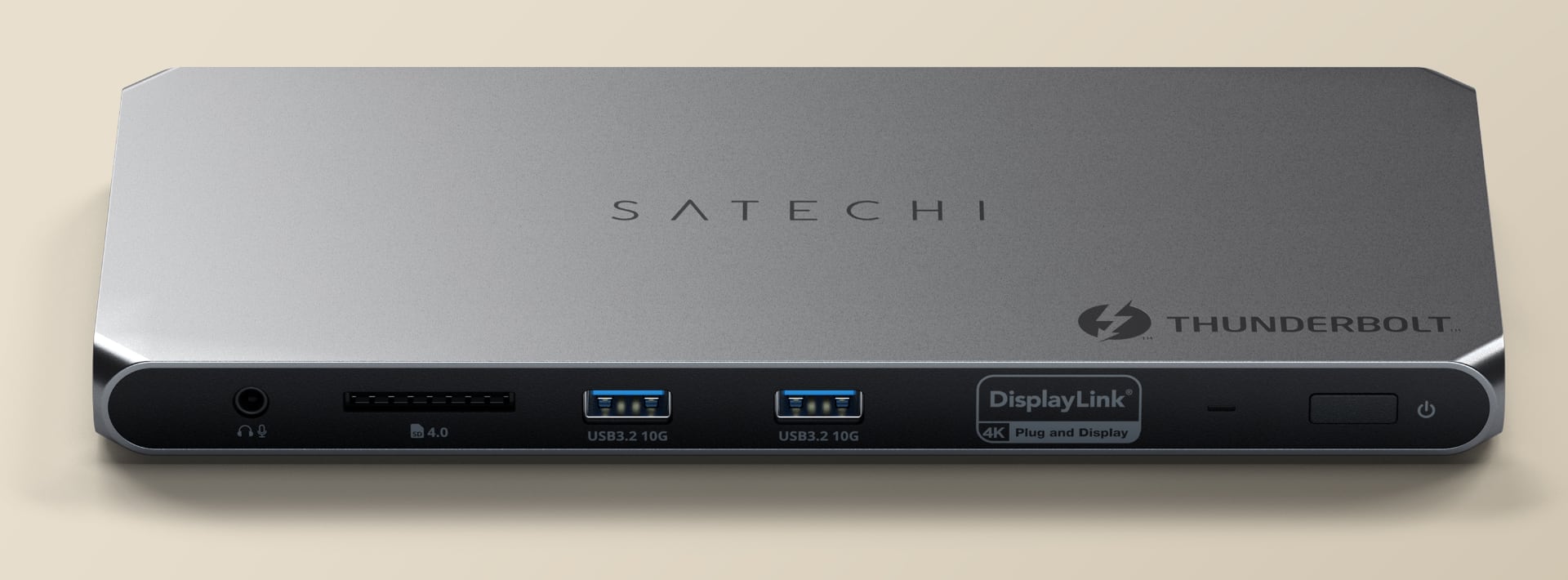 The front ports on Satechi's Multi-Displays Thunderbolt Docking Station