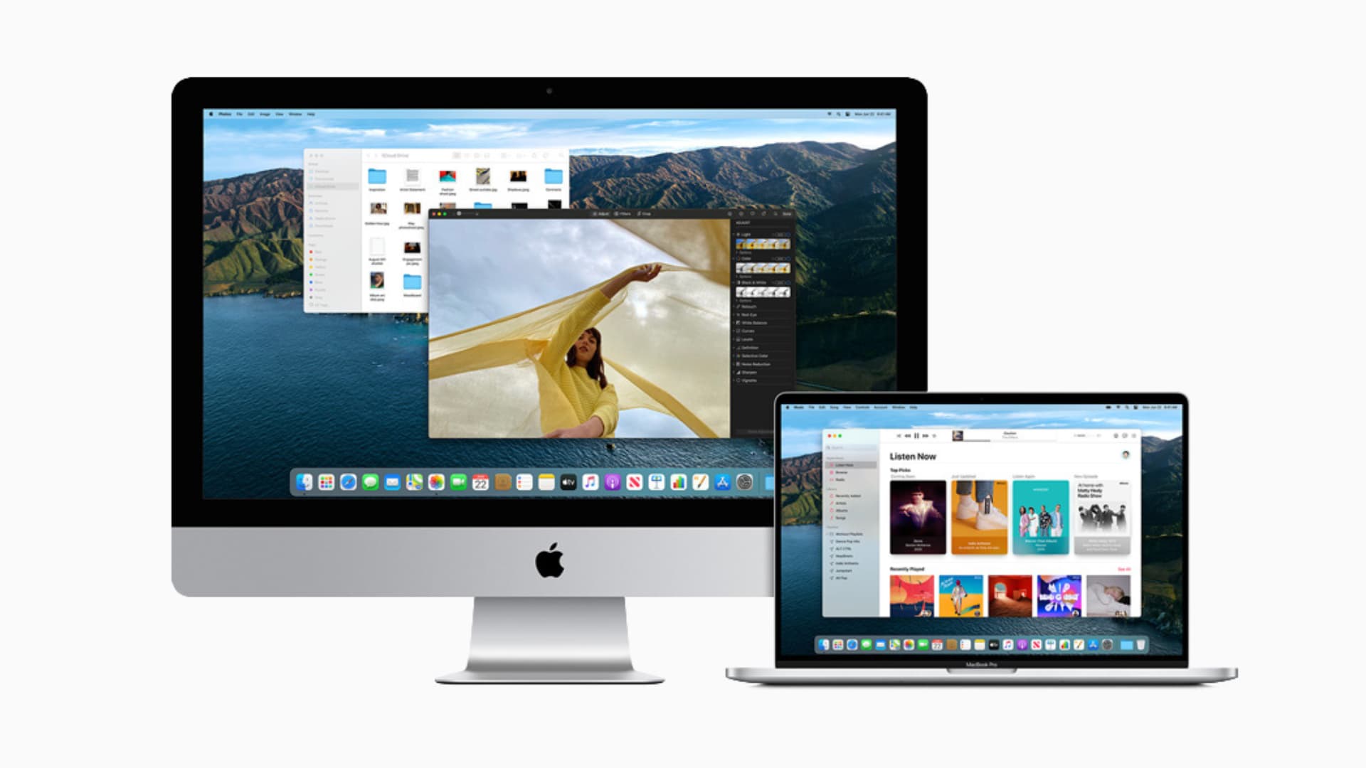 iMac and MacBook kept near one another