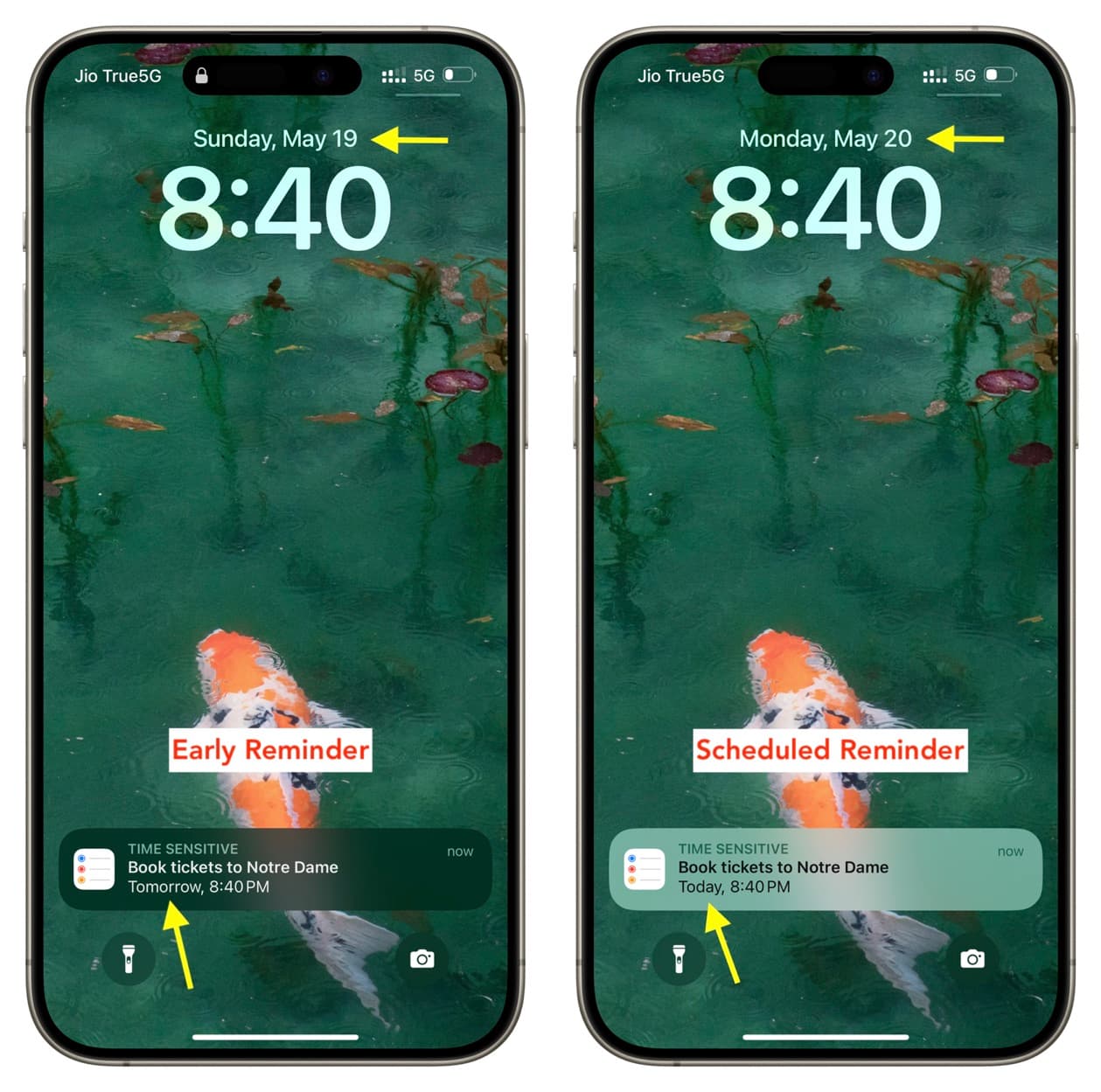 iPhone early reminder notification and on time notification