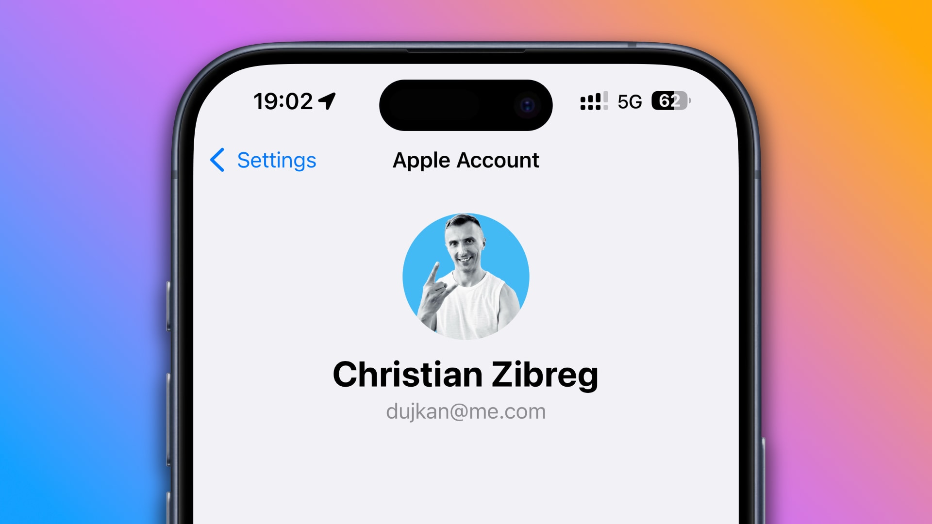 The Apple Account section in the iPhone's Settings app on iOS 18