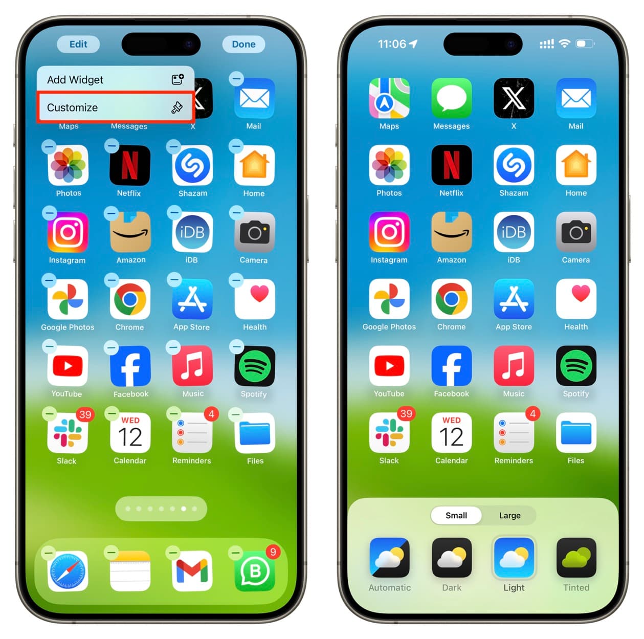 Customize Home Screen app icons in iOS 18