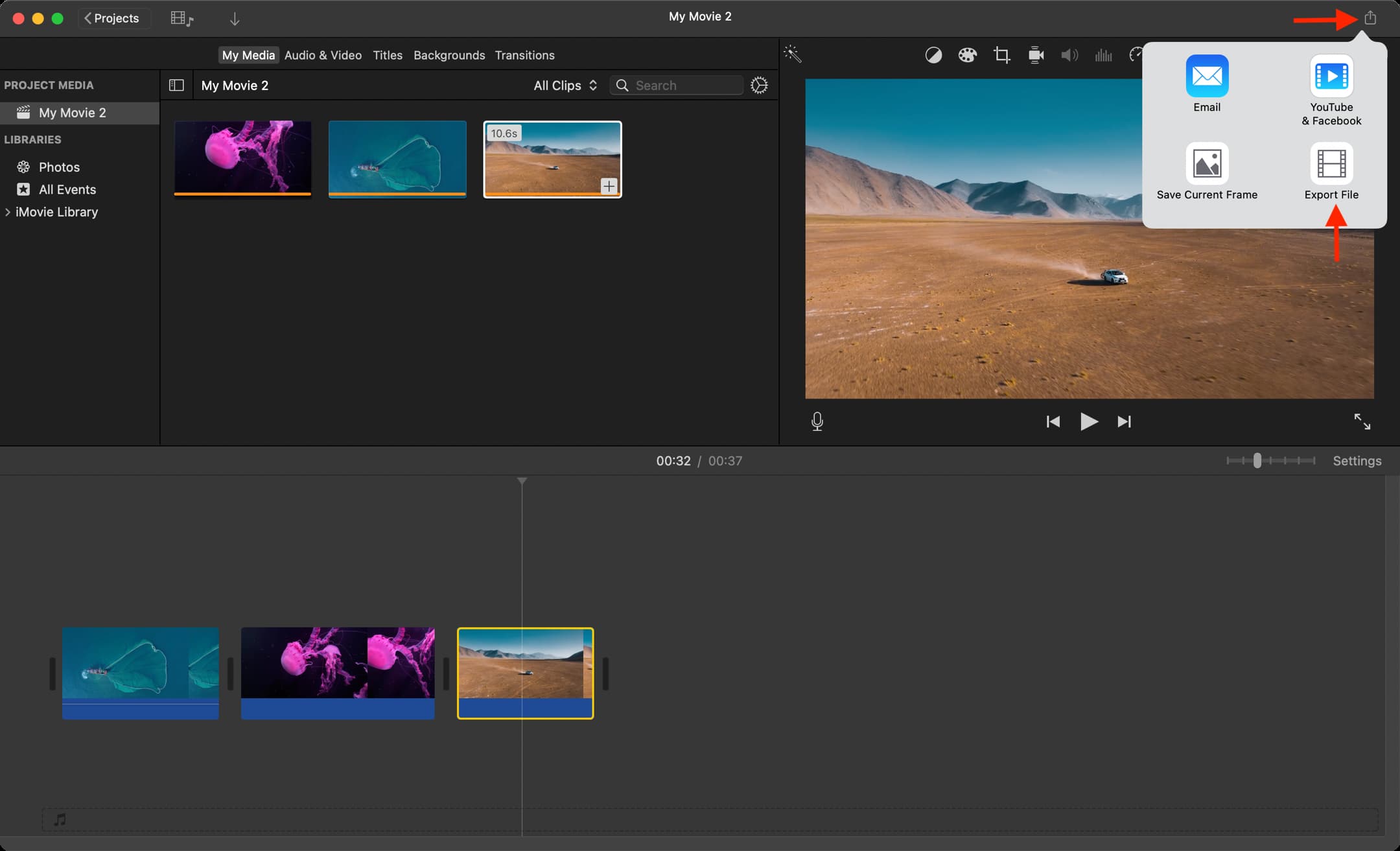 Export file from iMovie on Mac