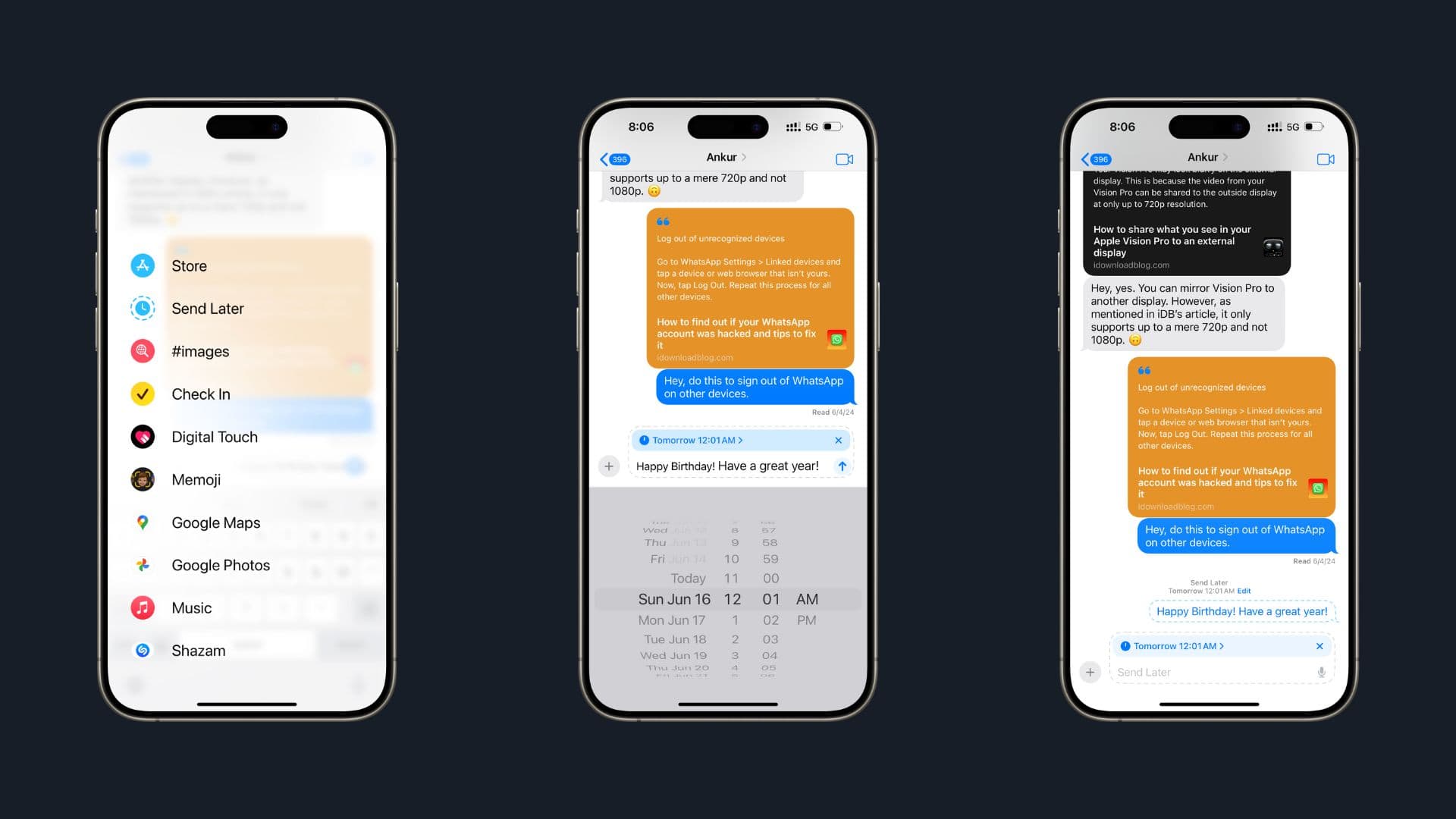 Schedule text messages in iOS 18.