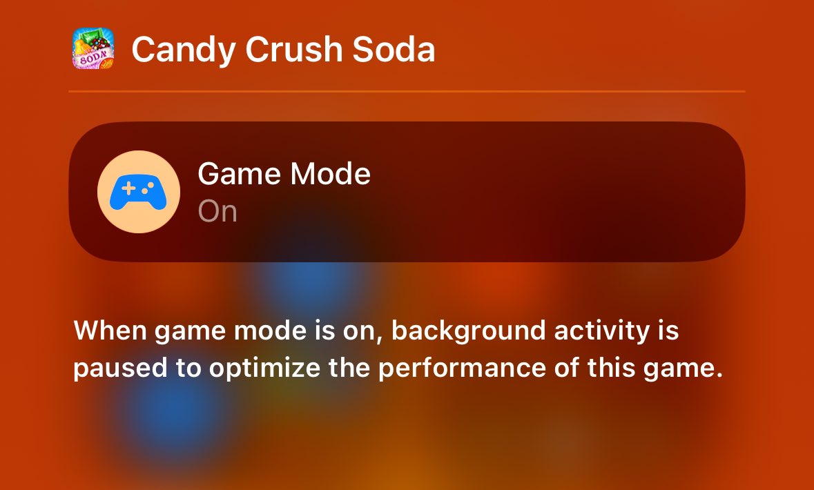 Game Mode enables message on iPhone