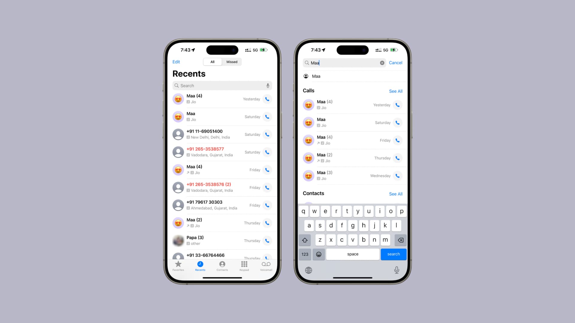 You can search the Phone app's call history in iOS 18.