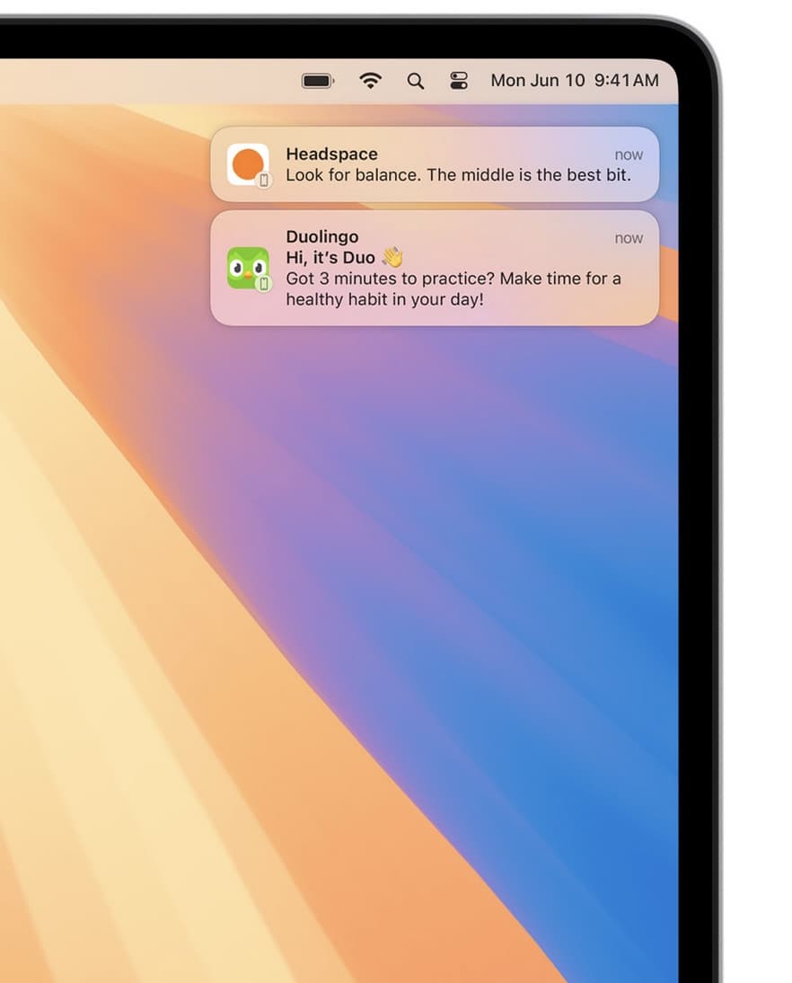 iPhone notifications blend seamlessly with macOS notifications.