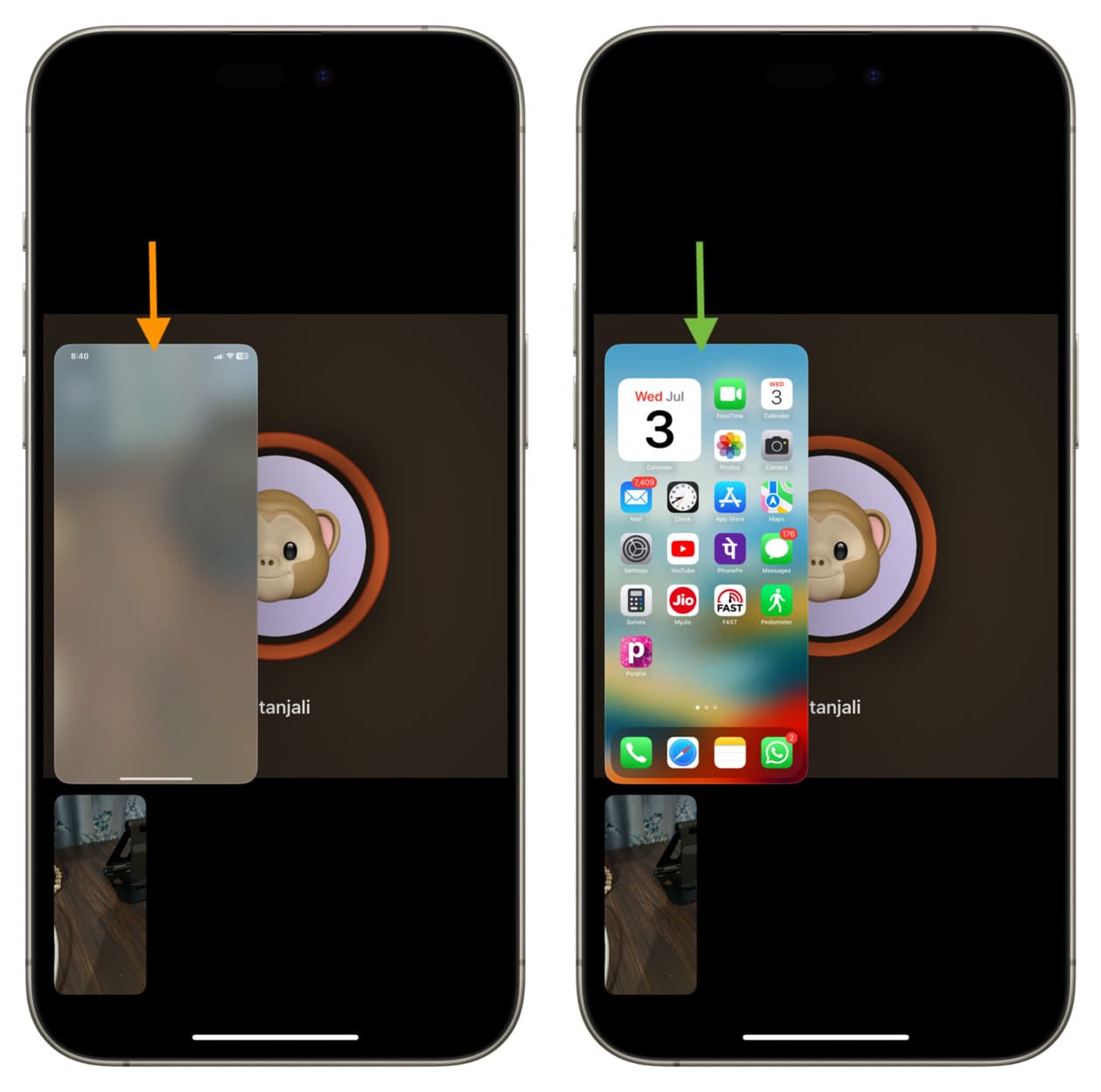 Blurred and clear screen sharing during FaceTime on iPhone
