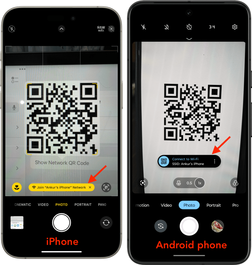 Joining Wi-Fi with QR code on iPhone and Android