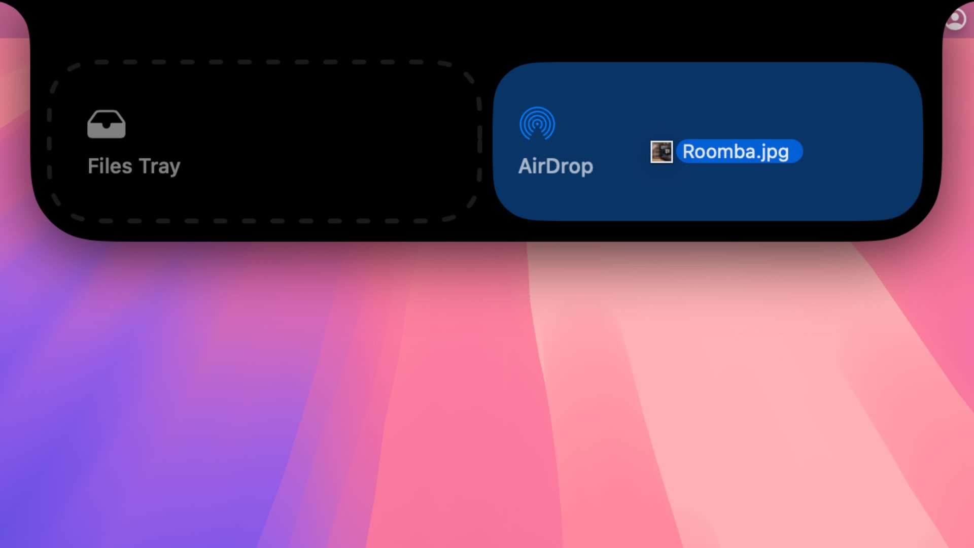 Dropping a file on an AirDrop area in the NotchNook Mac app.