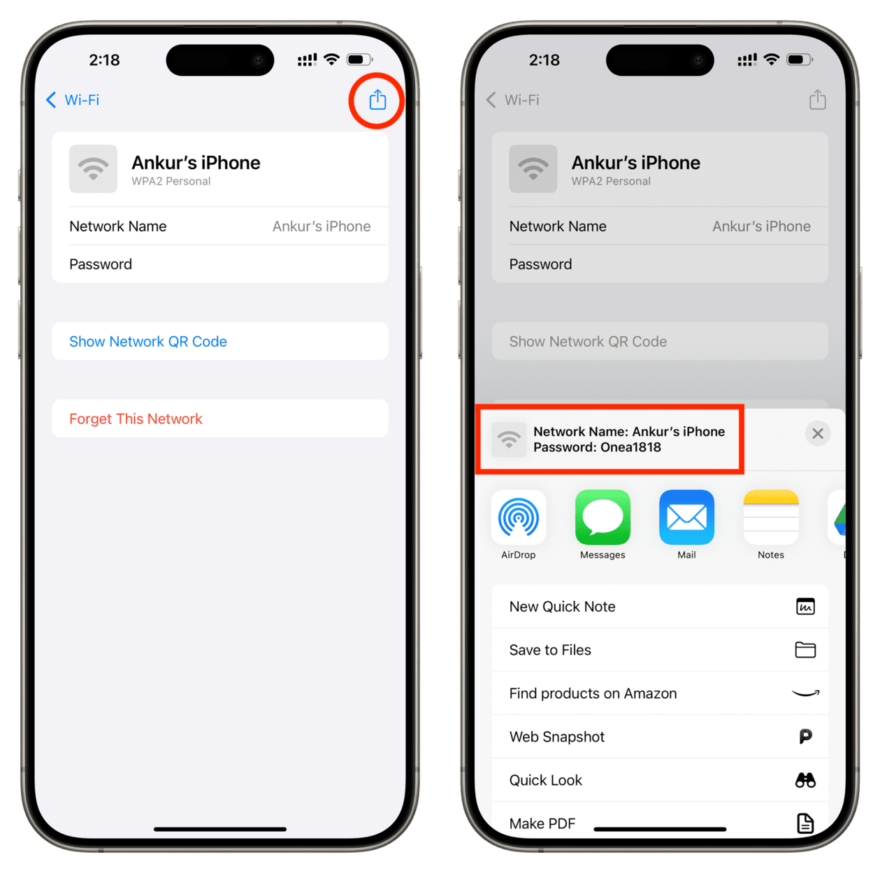 Reveal Wi-Fi password in Apple Passwords app