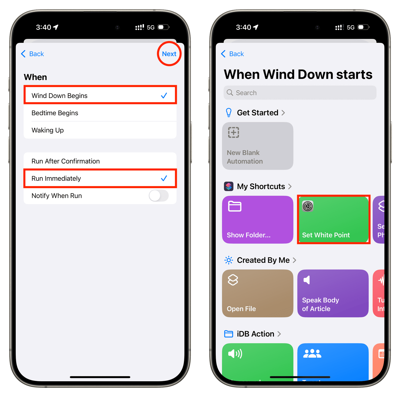 Turn on White Point when Wind Down Begins on iPhone