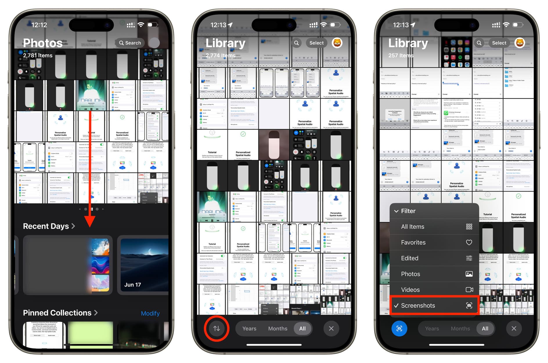 Use Screenshots filter in iPhone Photos app