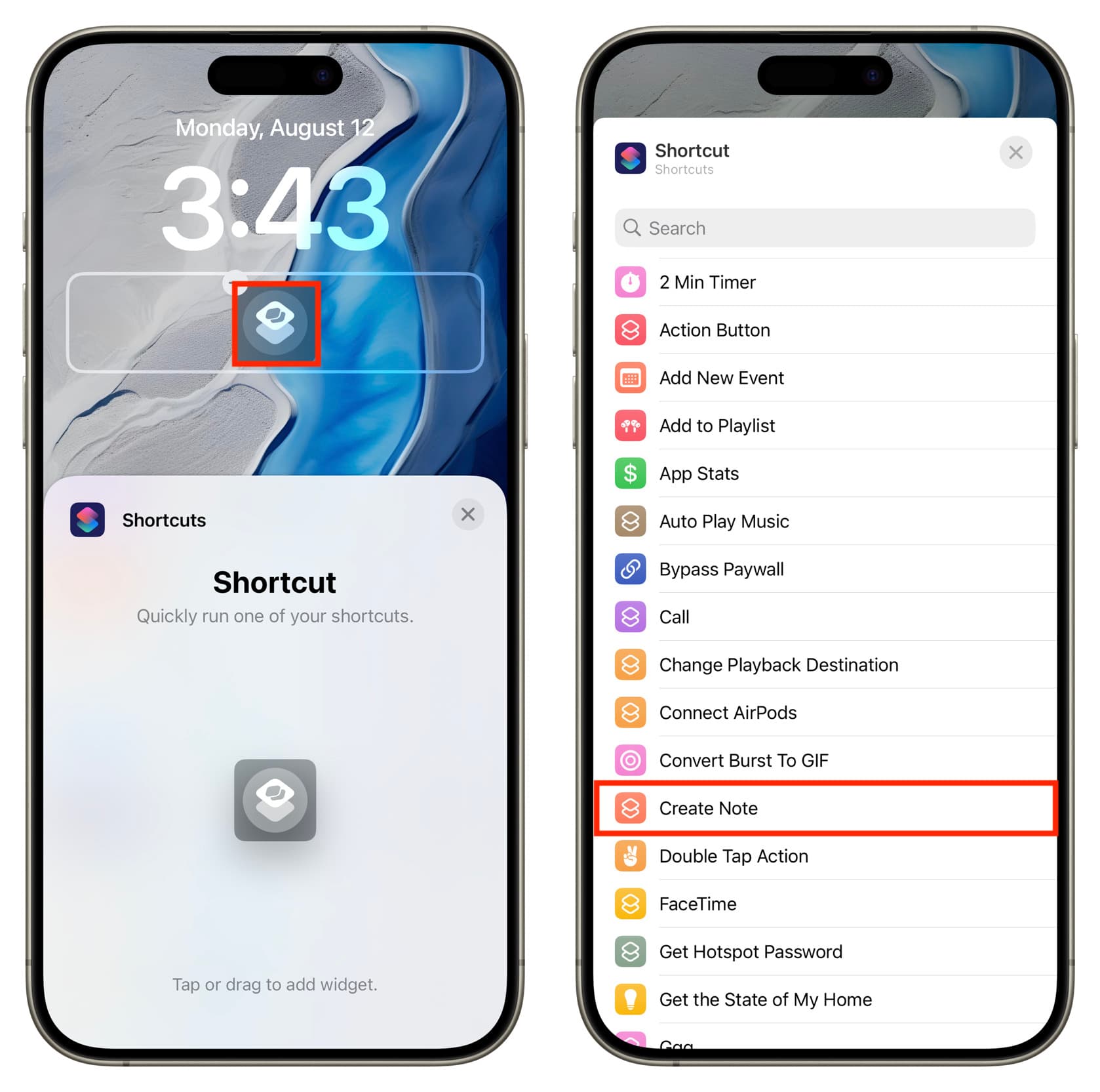 Add Create Note button to Lock Screen widget on iPhone