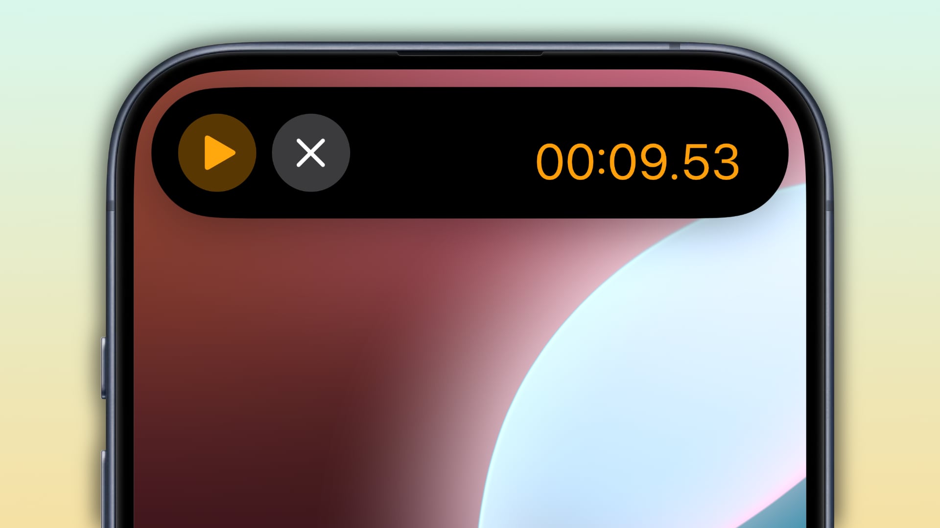 Expanded stopwatch controls in the iPhone's Dynamic Island.