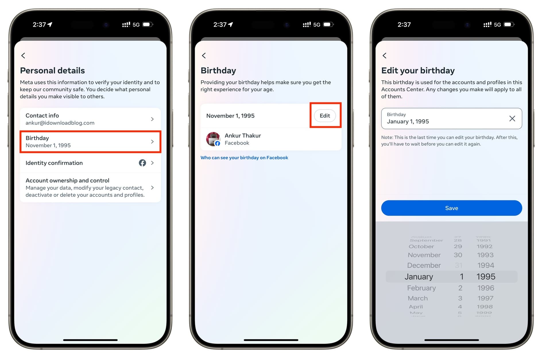 Edit your birthday on Facebook