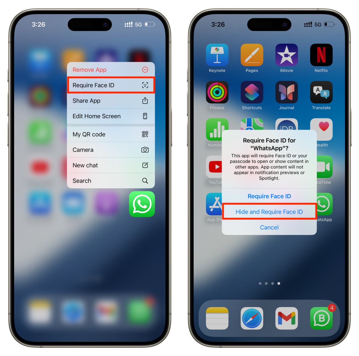 Hide and Require Face ID for WhatsApp on iPhone