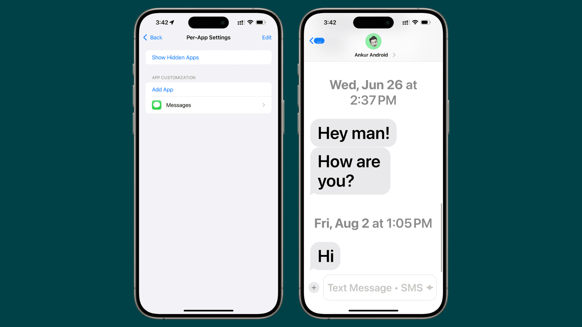 Huge text size for Messages on iPhone