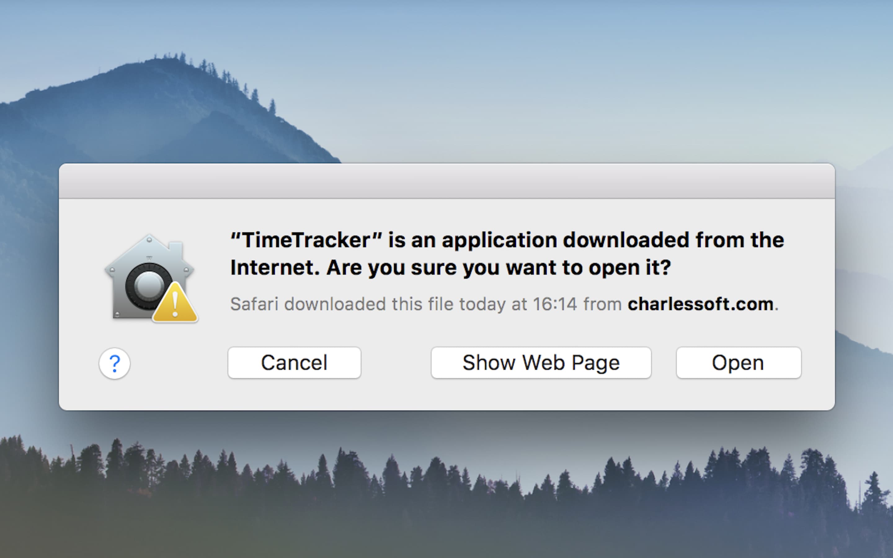 Open app dialog box on Mac