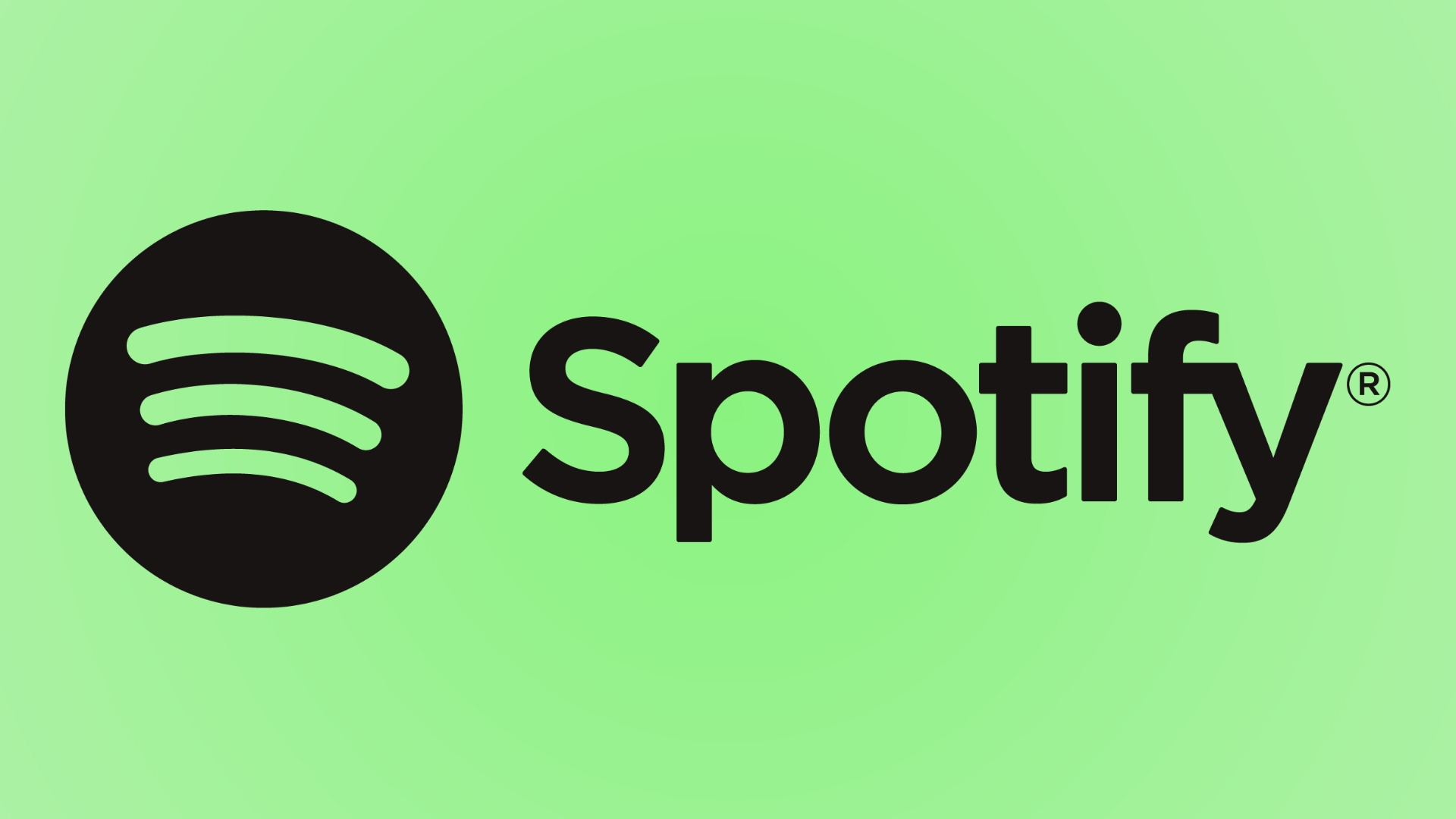 Black Spotify logo and lettering, set against a light green gradient background