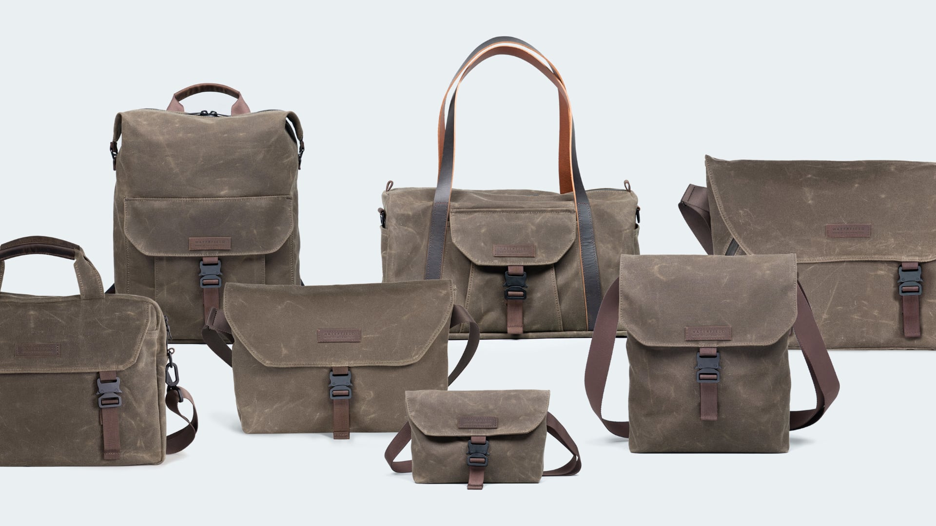 Various bags and backpacks in WaterField's Vitesse Collection.