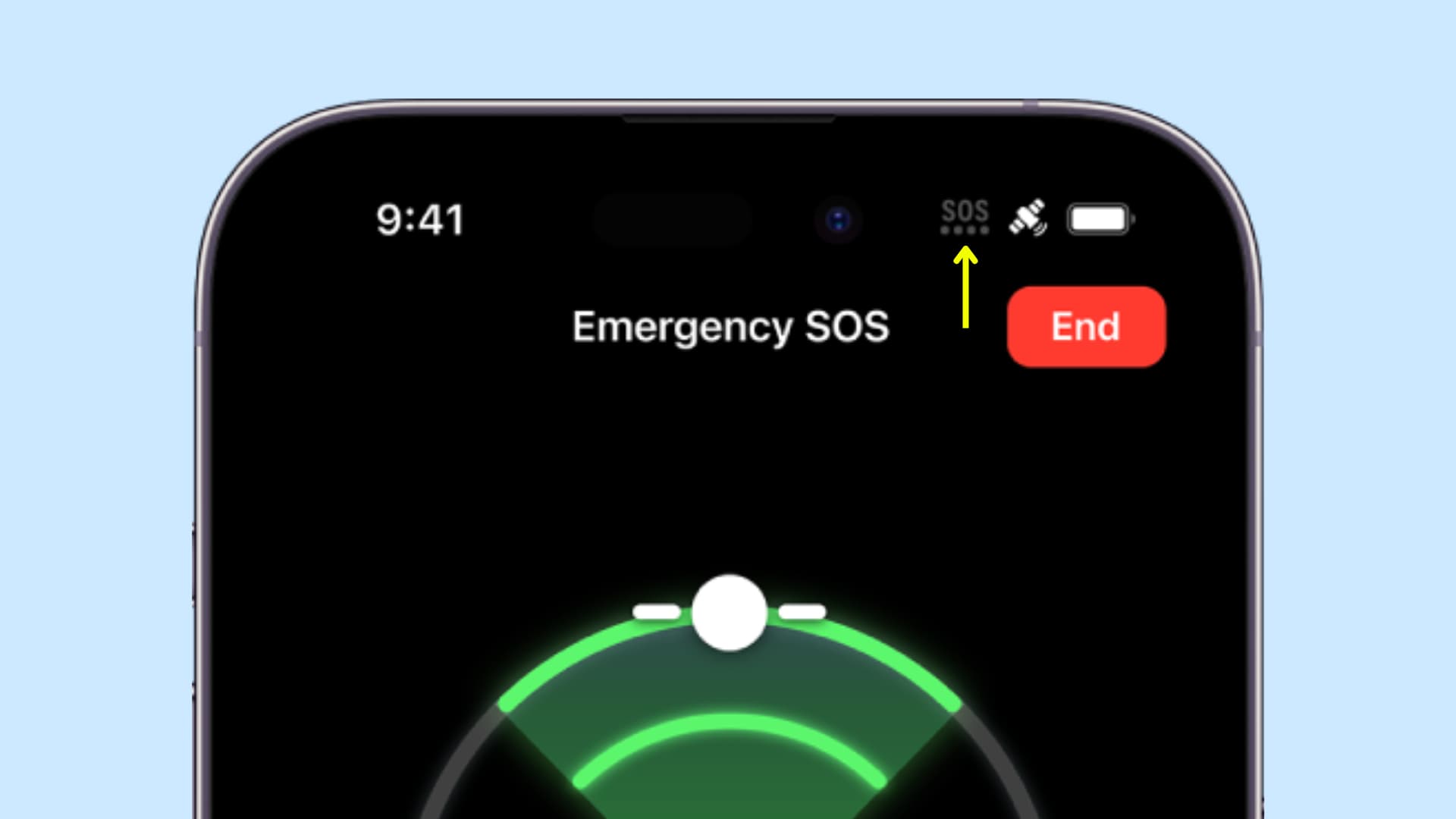 Emergency SOS via Satellite icon on iPhone