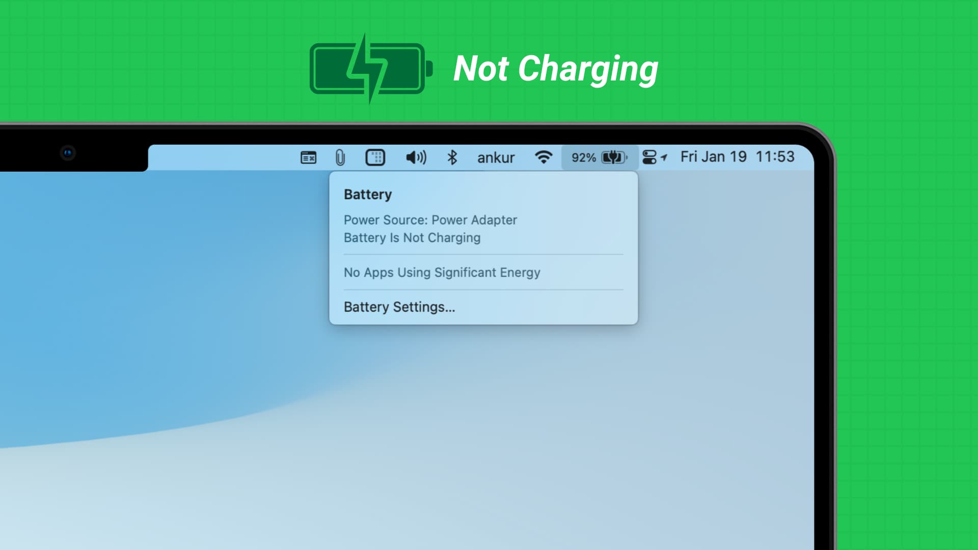 MacBook battery is not charging message