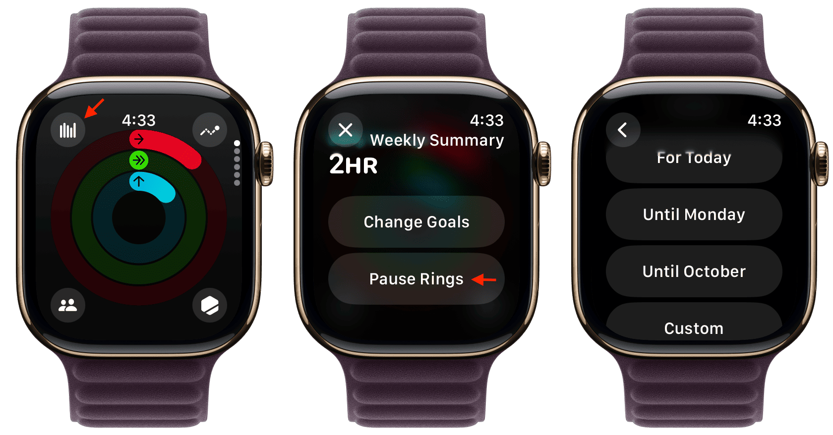 Pause Rings in Activity app on Apple Watch