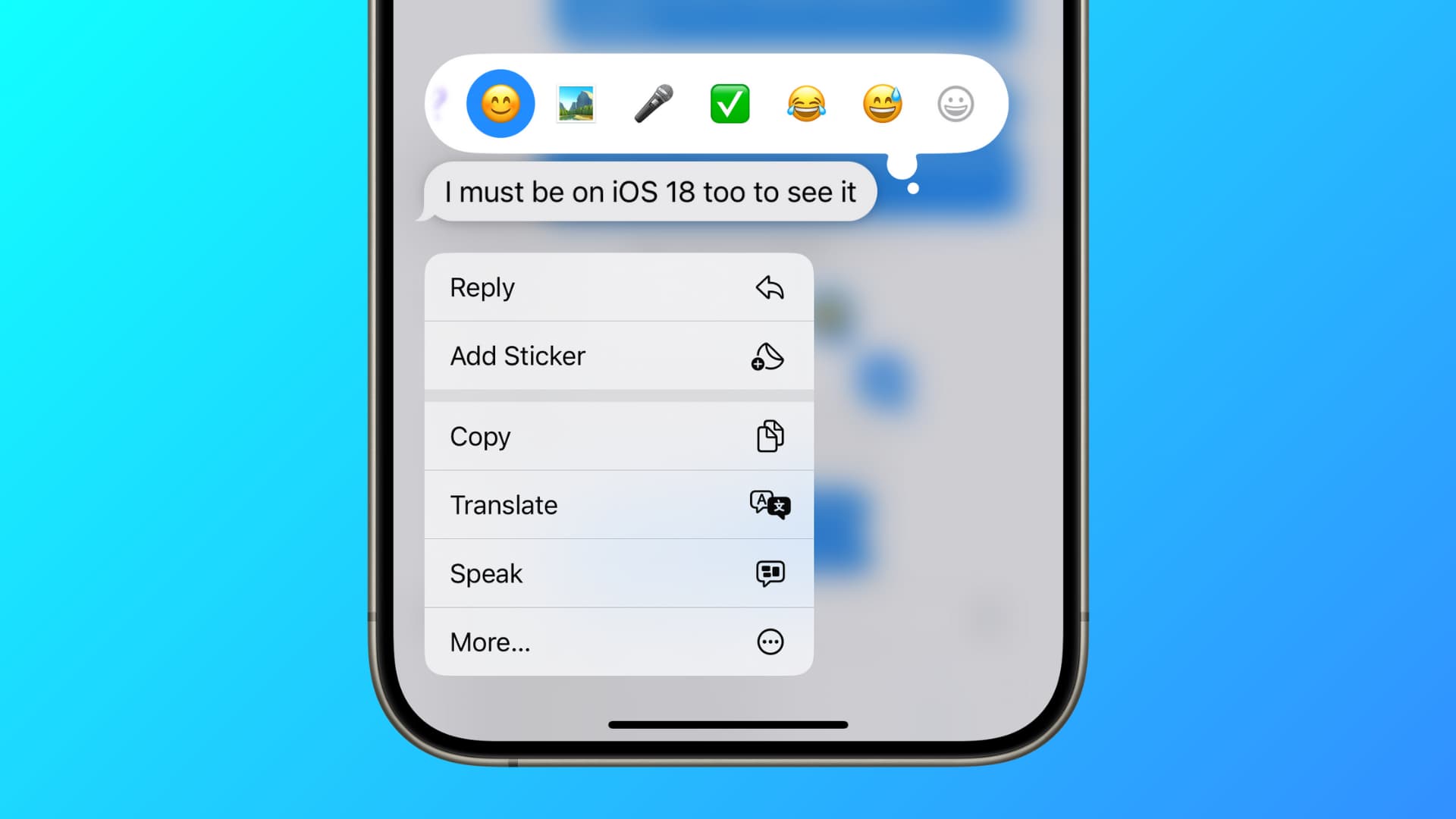 Emoji Tapbacks on iPhone in iOS 18