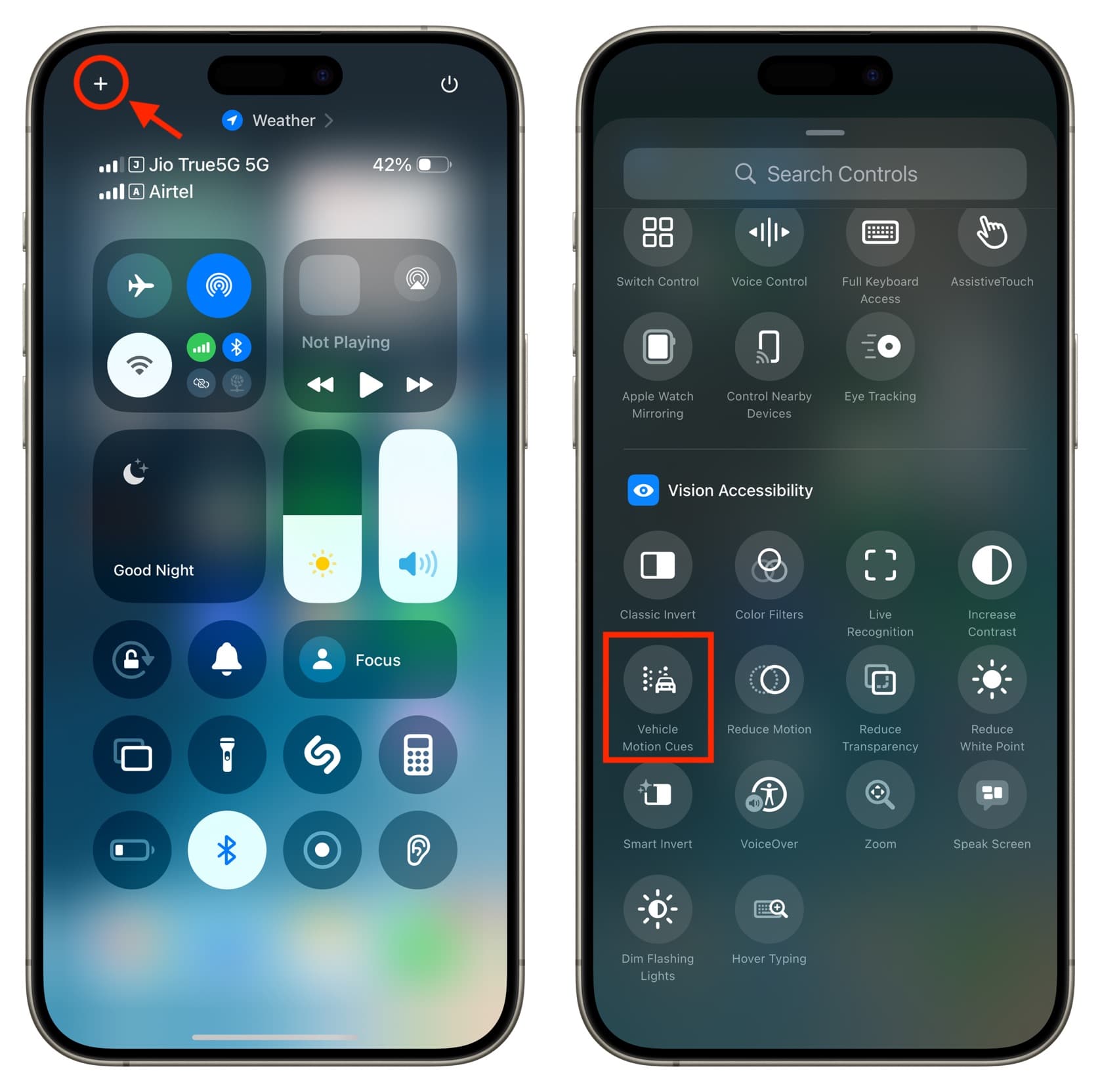 Adding Vehicle Motion Cues button to iPhone Control Center