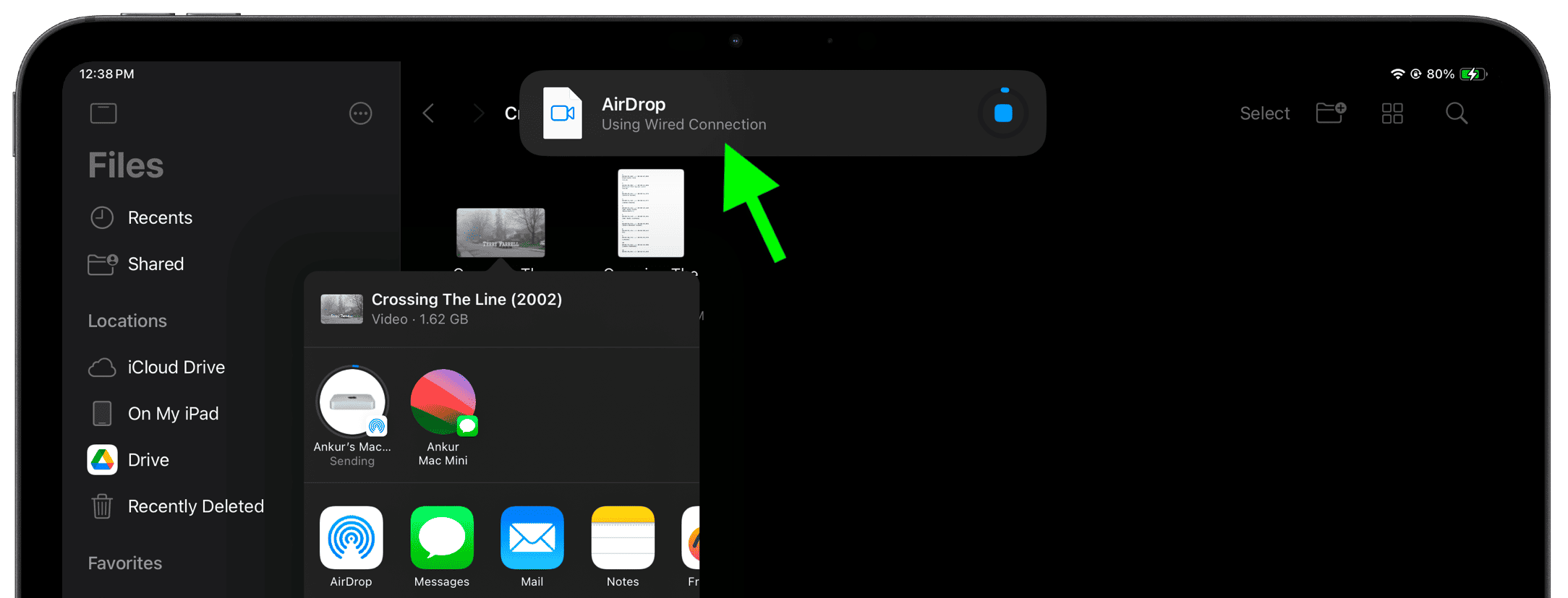 AirDrop Using Wired Connection on iPad