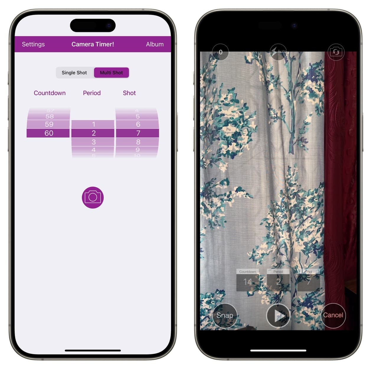 Camera Timer app on iPhone
