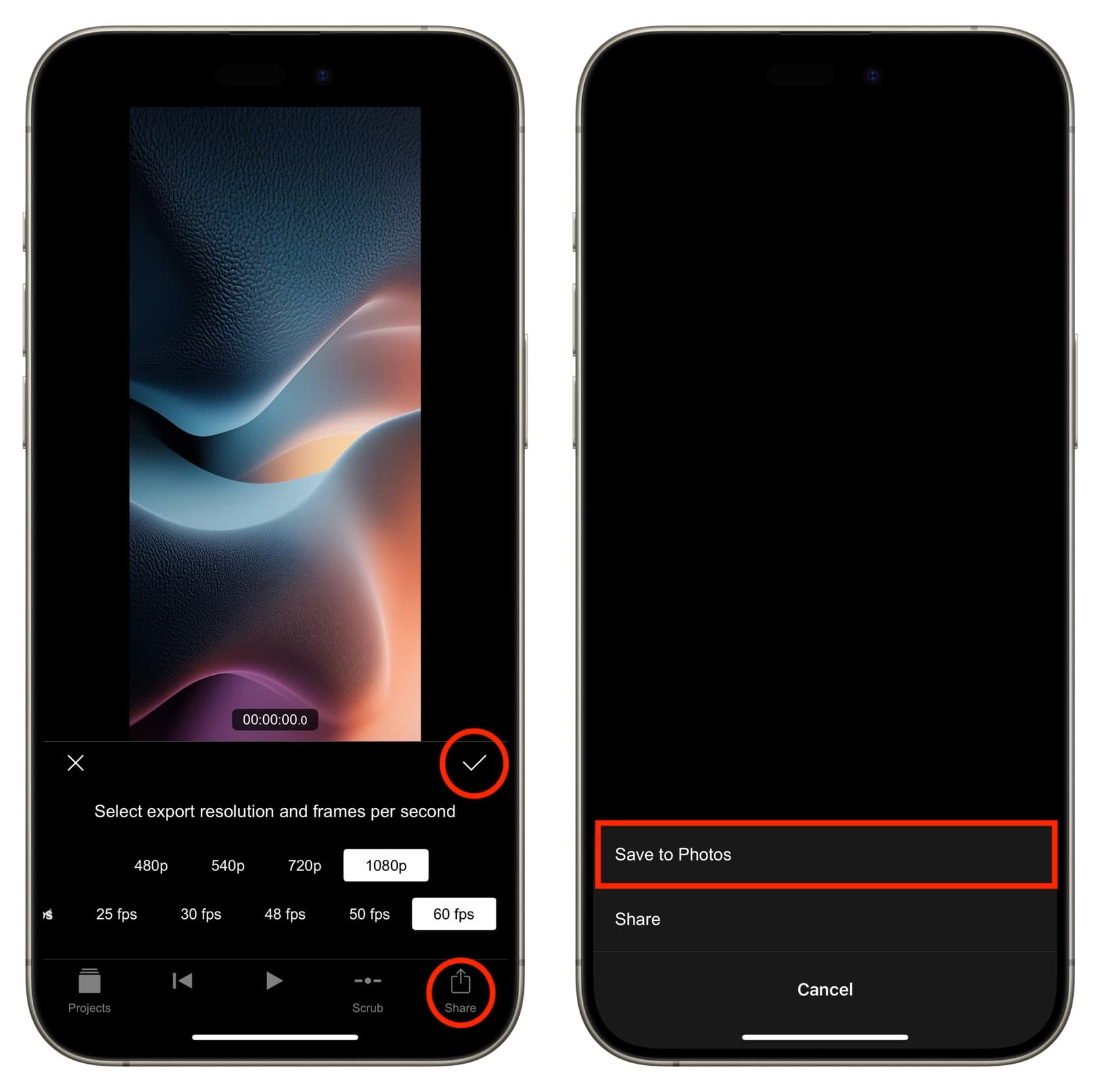 Export picture slideshow with music using Filmmaker Pro on iPhone