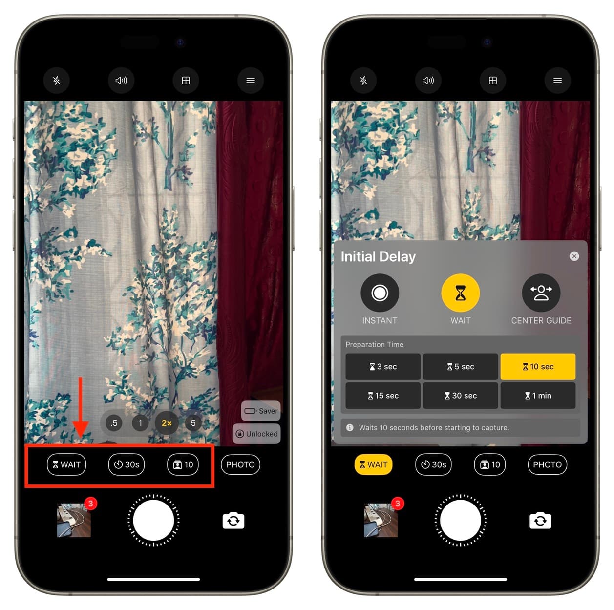 Lens Buddy Camera timer app on iPhone