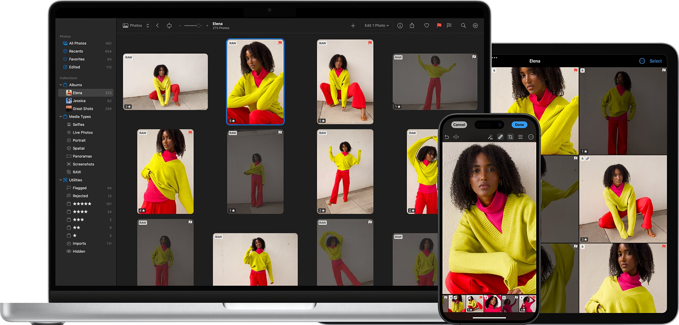 Photomator for iPhone, iPad and Mac showcasing image culling features.