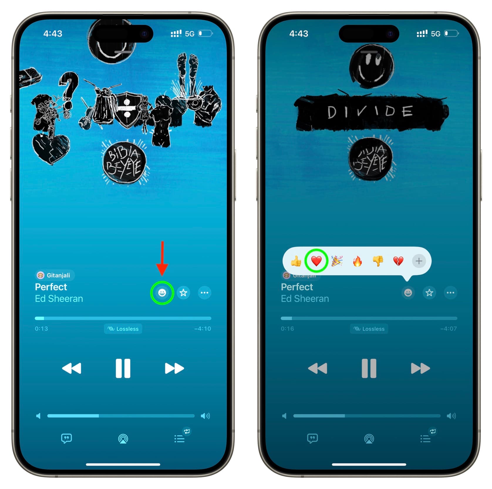 React to a song using emoji in Apple Music on iPhone